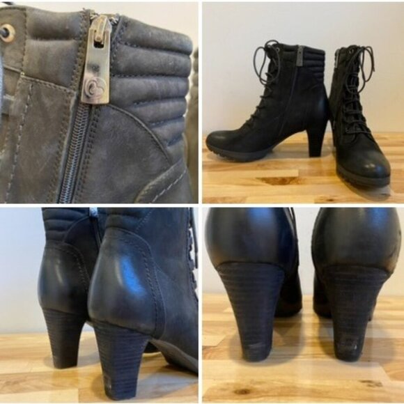 Blondo Womens Black Leather Lace-Up Waterproof Ankle Boots size 10 Block Heel - Picture 9 of 16